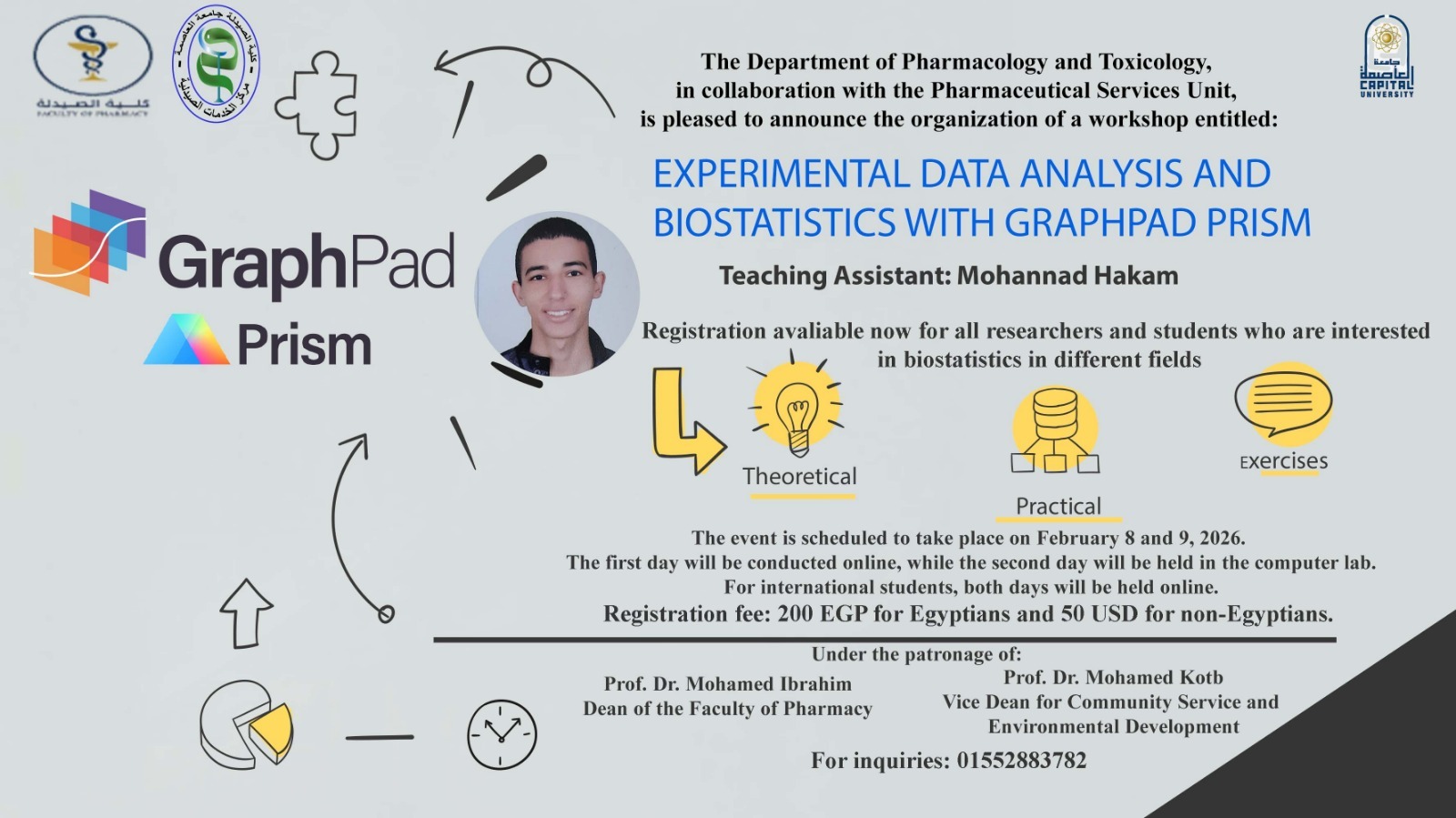 Announcement about workshop:   Experimental data analysis and biostatistics with GraphPad Prism